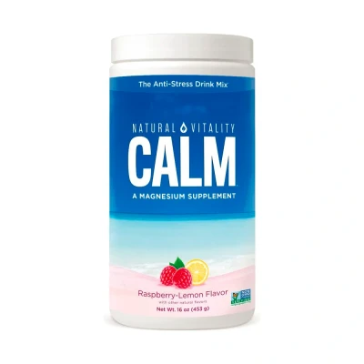 Image of Natural Vitality Calm RLS Restless Legs Relaxation Stress Muscle Cramps Tension Unwind Amazing Taste Raspberry Lemon 453 Gr