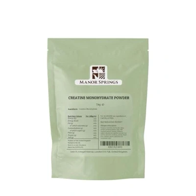 Image of Creatine Monohydrate Powder 1kg, Supplement, Micronized Creatine, Powder, Unflavoured, 5000mg Per Serv (5g), 200 Servings by Manor Springs