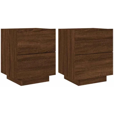 Image of vidaXL Bedside Cabinets with LED Lights 2 pcs Brown Oak Engineered Wood