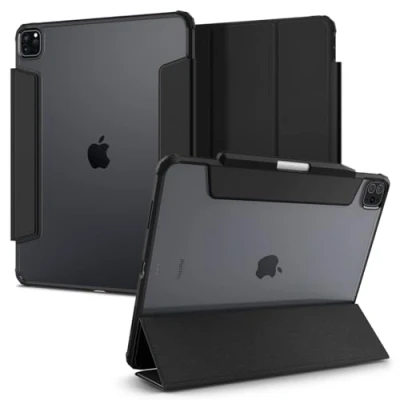 Image of Spigen Ultra Hybrid Pro Case Compatible with iPad 12.9 Inch 6th Generation (2022) and 5th (2021) Pencil Holder/Auto/Sleep Wake Function/TriFold Stand Black