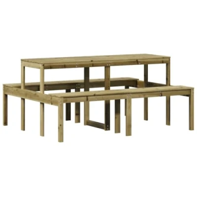 Image of vidaXL Rectangular Impregnated Pine Wood Picnic Table 160x134x75 cm Outdoor Dining Furniture for Garden, Patio, Backyard