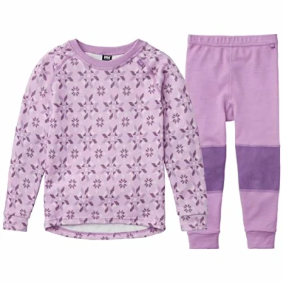 Image of Helly Hansen Unisex Kids Hh Graphic Lifa Merino Set Pants, Purple, 2 Years UK