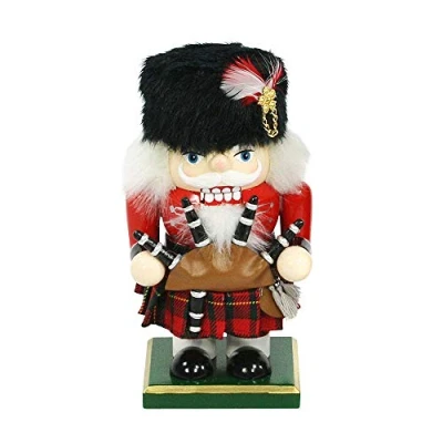 Image of Dekohelden24 520210B Nutcracker Scottish with Bagpipe Approx. 18 cm Green