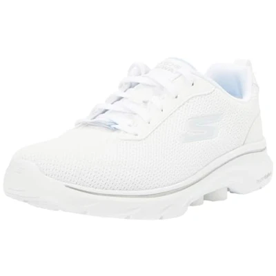 Image of Skechers Women&#039;s GO Walk 7 Clear Path, White Textile/Trim, 4.5 UK
