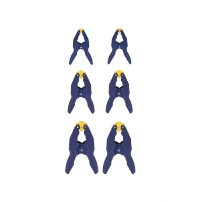 Image of IRWIN Quick Grip Spring Clamps for Woodworking, Multiple Sizes 1&quot;, 2&quot; and 3/4&quot;, 6 Pack (IRHT83241)