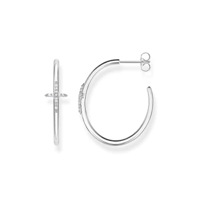 Image of Thomas Sabo Creole Cross Earring with White Stones