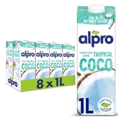 Image of Alpro Coconut Plant Based Long Life Drink, Vegan &amp; Dairy Free, 1L (Pack of 8)(packaging may vary)