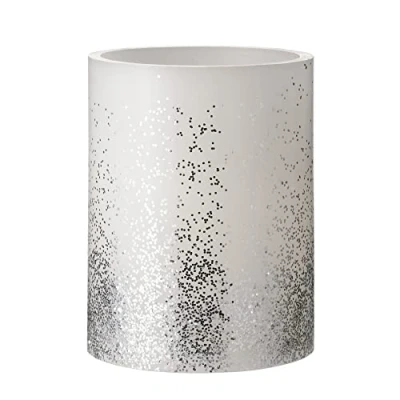 Image of Pauleen 48247 Glowing Glitter Big Candle Wax with Battery and Timer Function 6H White/Silver, Set of 1