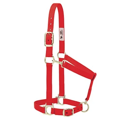 Image of Weaver Leather Basic Adjustable Nylon Halter, Red, 1&quot; Small Horse