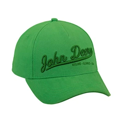 Image of JOHN DEERE Baseball Cap with 3D Lettering Green One Size Cotton Twill Silver Buckle, Green,