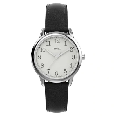 Image of Timex Women&#039;s Easy Reader 30mm Watch, Black Strap White Dial Silver Tone Case