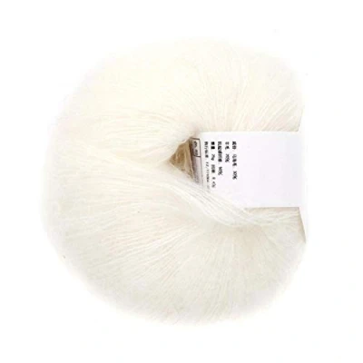 Image of Liukouu Angora Wool Yarn, Soft Anti pilling Mohair Yarn shrinkage Washable Knitting with a Crochet for Weave Scarves, Shawls, Sweaters(white)