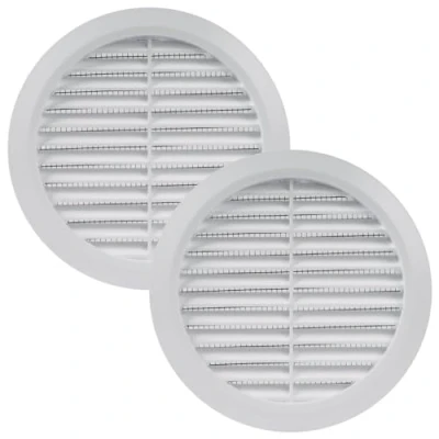 Image of Vent Systems 125 mm / 4.92&#039;&#039; Inch White Pack of 2 Air Cover Round Vents Ventilation Grille Integrated Insect Screen HVAC for Bathroom, Home Office, Kitchen