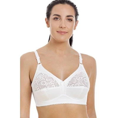 Image of Camille Womens Non Wired Half Lace Soft Cup Bra 36E White