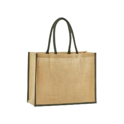 Image of Westford Mill Natural Starched Jute Classic Tote bag Natural/Olive Green for men &amp; women One Size shopper bag, travel gym