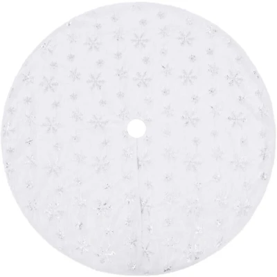 Image of vidaXL Luxury Christmas Tree Skirt White 90 cm Faux