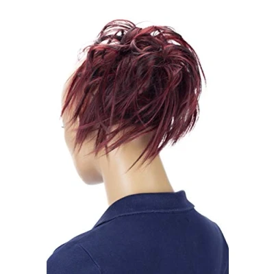 Image of CAISHA XXL Jumbo Hairpiece Scrunchy Updo Bridal Hairstyle Messy Hair Tie Red Dark Brown Mix G28F