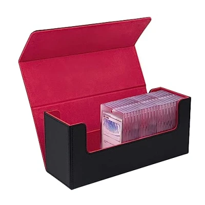 Image of Mcbazel Deck Box for MTG Cards,Card 35PT Magnetic Card Holder, Holder TCG cards,PU Leather Storage Case(Black Red)