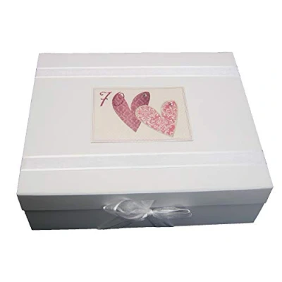 Image of White Cotton Cards &quot;70&quot; Birthday Memories, Love Hearts Design Large Keepsake Box (SSHA70X)