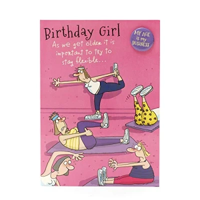 Image of UK Greetings Birthday Card for Her/Friend Yoga Design, Yellow, 127mm x 178mm