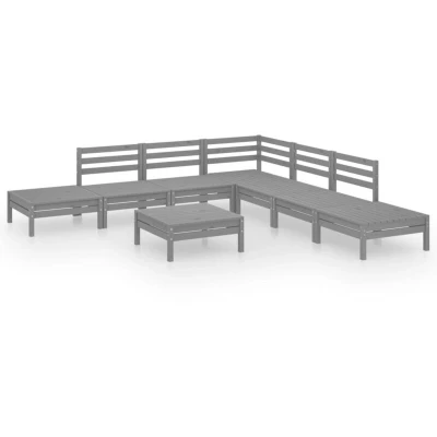 Image of vidaXL 8 Piece Garden Lounge Set Solid Pinewood Grey