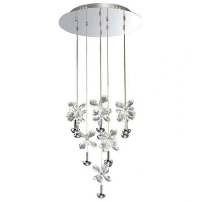 Image of Aviva Ceiling Cluster Pendant Round 10 Light 4000K LED Polished Chrome, Crystal