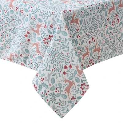 Image of Laura Ashley Decorative Tablecloth, Wrinkle and Stain Resistant, Spillproof Water Repellant, Easy Care Washable Polyester Fabric for Dining, Kitchen, Holiday, Party, 70&quot; Round, Reindeer Prance