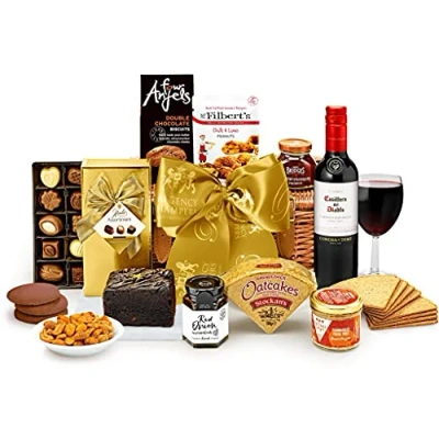 Image of Westminster Red Wine Hamper Classic Food and Wind Gift Set with Cabernet Sauvignon, Pork Pate, Chocolate Cake Gifts For Men, Birthday Gifts, from Regency Hampers