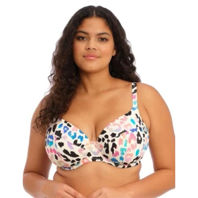 Image of Elomi Swim Party Bay Underwired Plunge Bikini Top (38FF, Multi)
