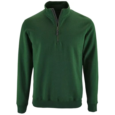 Image of SOLS Mens Stan Contrast Zip Neck Sweatshirt (Bottle Green) Size Large