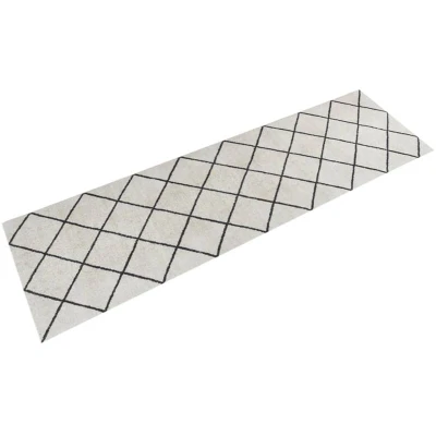 Image of vidaXL Grey Velvet Kitchen Utility Mat Modern Polyamide Rugs with Non Skid Latex Backing, Conveniently Washable and Easy to Store, Rectangular 45cm x 150cm
