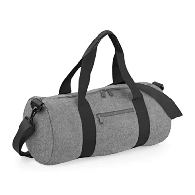 Image of BagBase BG140 Original Barrel Bag Grey Marl/Black
