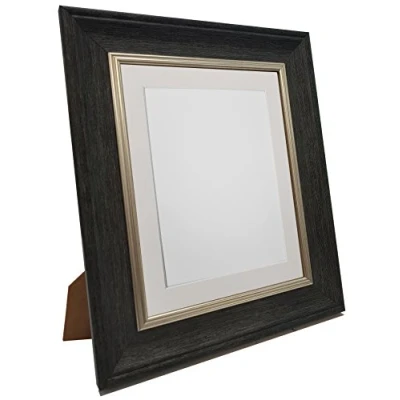 Image of FRAMES BY POST Scandi Vintage Picture Photo Frame, Recycled Plastic, Charcoal Grey with Ivory Mount, 20 x 16 Inch Image Size 40 30 cm
