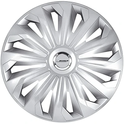 Image of Michelin 41006 Hubcaps 15 Inch Universal Monique set of 4 For Cars ABS Plastic Silver with chrome ring,