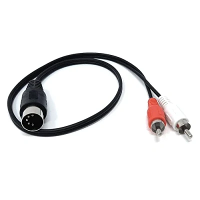 Image of DRUT 50cm short 5 Pin Midi Male Din Plug to 2 x RCA Phono plugs Audio Cable wired 3+5 1.6ft