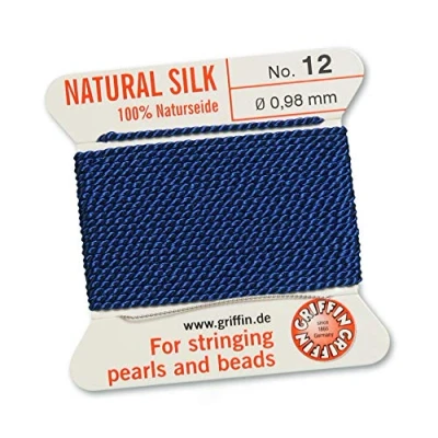 Image of Dark Blue Size 12 Silk, 0.98mm Dia 2M Card with built in needle