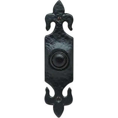 Image of Door Bell Push Button in Fleur de Lys Style Black Antique from EUROART