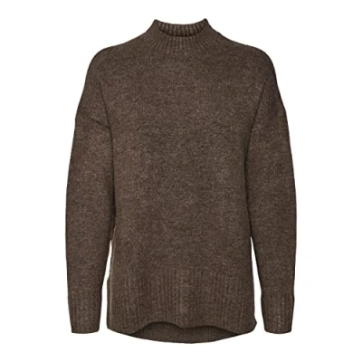 Image of Bestseller A/S Women&#039;s Vmlefile Oversize Boxy Blouse Ga Noos Sweater, Brown Lentil/Detail:w. Melange, S