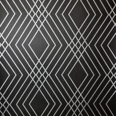 Image of YöL Shard Trellis Charcoal Black Wallpaper Metallic Effect Geometric Modern Trendy Stylish Feature Wall