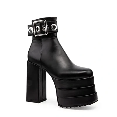 Image of LAMODA Women&#039;s Misdemeanor Ankle Boot, Black PU, 6 UK