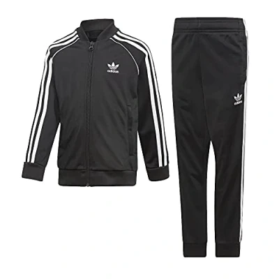 Image of adidas Superstar Suit Tracksuit Top: Black/White Bottom: Black/White, 4 5Y