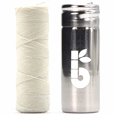 Image of Bambaw Silk Floss + Stainless Steel Holder Plastic Free Dental Organic Eco Friendly Mint 1x50 Meter Refill