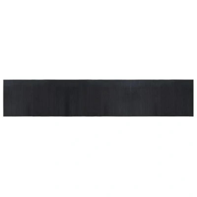 Image of vidaXL Black Bamboo Rug 60x300 cm Rectangular Carpet Runner for Living Room, Hallway Durable, Water Resistant with Anti Slip Backing