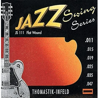 Image of Thomastik Saiten für E Gitarre Jazz Swing Series Nickel Flat Wound Satz JS111 Light .011 .047w,silver