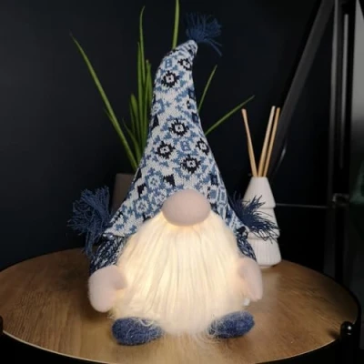 Image of 35cm Battery Operated Light up Sitting Christmas Gonk in Blue