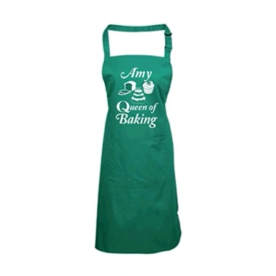 Image of Edward Sinclair Personalised Queen of Baking with Name&#039; Bottle Green Apron