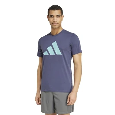 Image of adidas Men&#039;s Train Essentials Feelready Logo Training Tee, Shadow Navy/Mint ton, M Tall