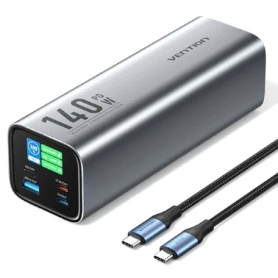Image of VENTION Laptop Power Bank, 27000mAh PD140W Fast Charging USB C Powerbank 3 Port Portable Charger with Smart Display, Battery Pack for Laptops, Macbook Pro, iPhone 16 15 14, iPad, Galaxy S24, etc