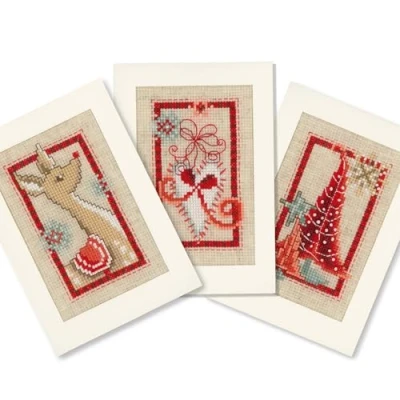 Image of Vervaco Greeting Cards Christmas Symbols AIDA Set of 3