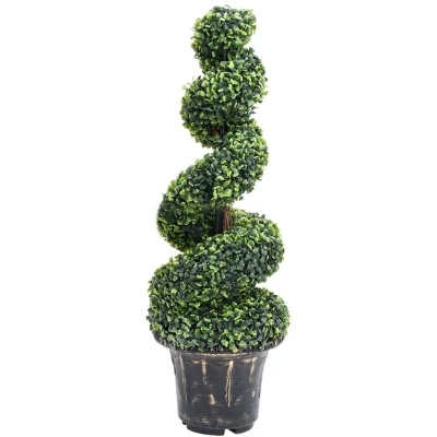 Image of vidaXL Artificial Boxwood Spiral Plant with Pot Green 100 cm